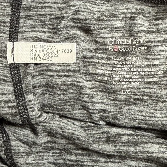 Cuddl Duds Climate Right Base Layer Plush Warmth Long Sleeve Crew Top Size Large - Picture 8 of 8